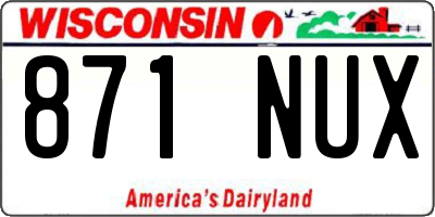 WI license plate 871NUX