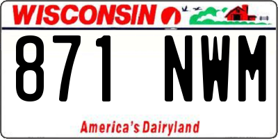 WI license plate 871NWM