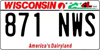 WI license plate 871NWS