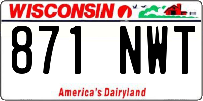 WI license plate 871NWT
