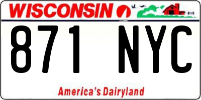 WI license plate 871NYC