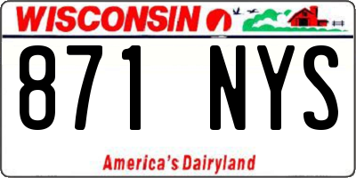 WI license plate 871NYS