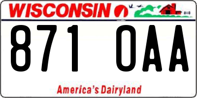 WI license plate 871OAA