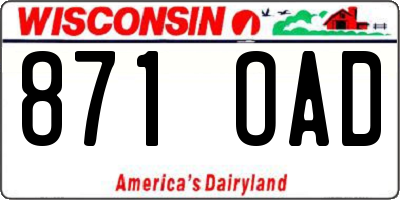WI license plate 871OAD