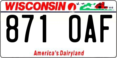 WI license plate 871OAF
