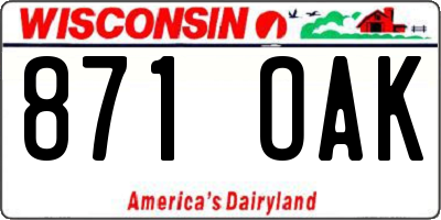 WI license plate 871OAK