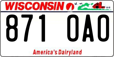 WI license plate 871OAO