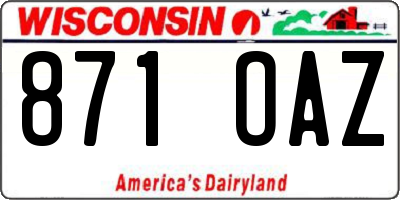 WI license plate 871OAZ