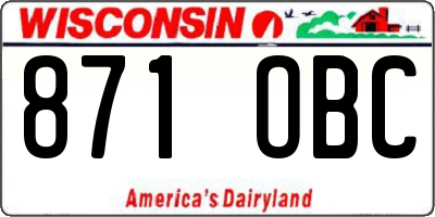 WI license plate 871OBC
