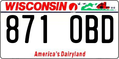 WI license plate 871OBD