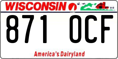 WI license plate 871OCF