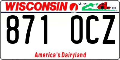 WI license plate 871OCZ