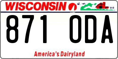 WI license plate 871ODA