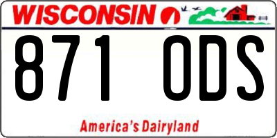 WI license plate 871ODS