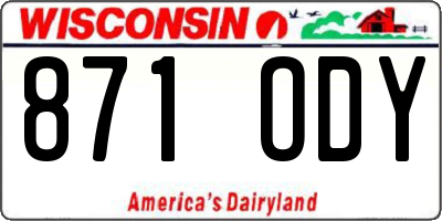 WI license plate 871ODY
