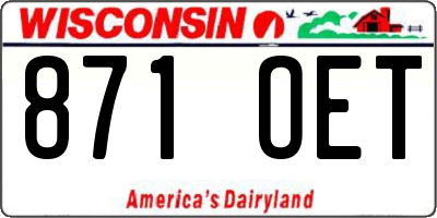 WI license plate 871OET