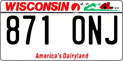 WI license plate 871ONJ