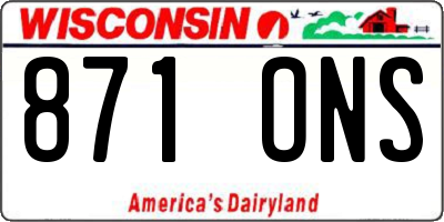 WI license plate 871ONS