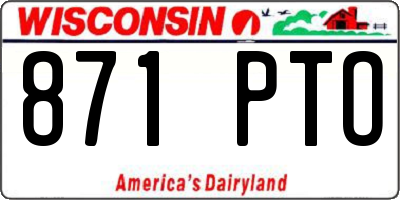WI license plate 871PTO