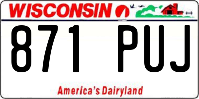 WI license plate 871PUJ