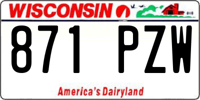 WI license plate 871PZW