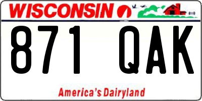 WI license plate 871QAK