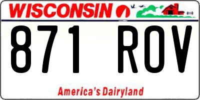 WI license plate 871ROV
