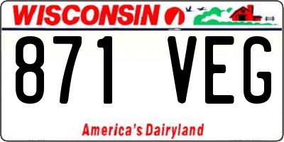 WI license plate 871VEG