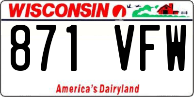 WI license plate 871VFW