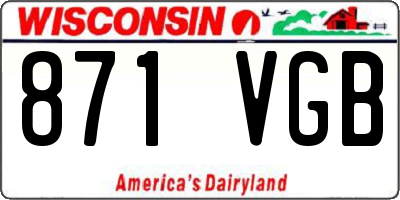 WI license plate 871VGB
