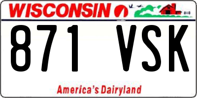 WI license plate 871VSK