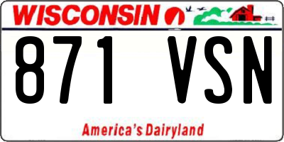 WI license plate 871VSN