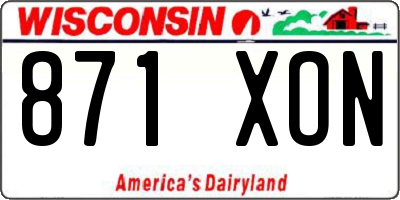 WI license plate 871XON