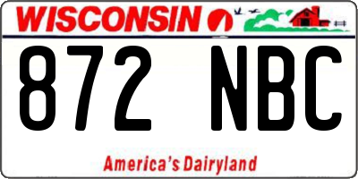 WI license plate 872NBC