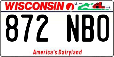 WI license plate 872NBO