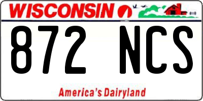 WI license plate 872NCS