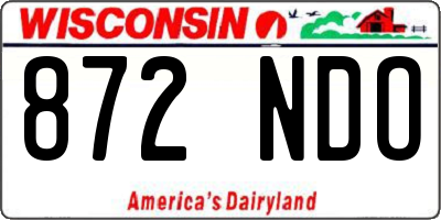 WI license plate 872NDO
