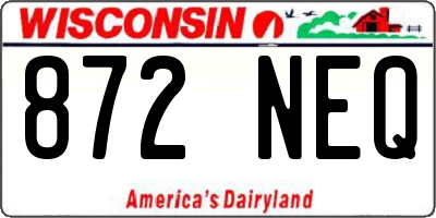 WI license plate 872NEQ