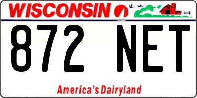 WI license plate 872NET