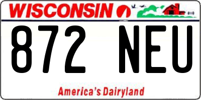 WI license plate 872NEU