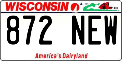 WI license plate 872NEW