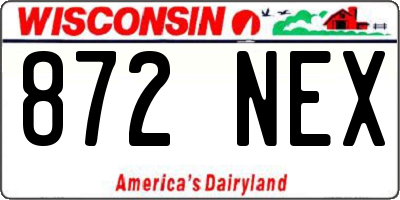 WI license plate 872NEX
