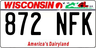 WI license plate 872NFK