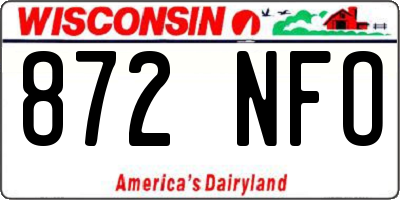 WI license plate 872NFO