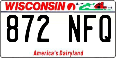 WI license plate 872NFQ
