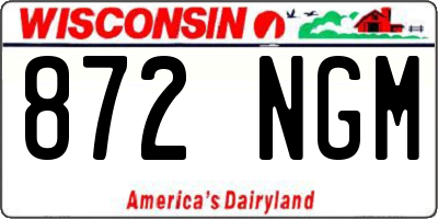 WI license plate 872NGM