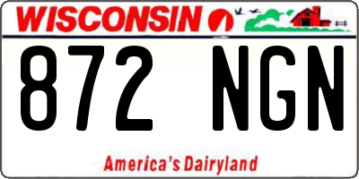 WI license plate 872NGN
