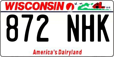 WI license plate 872NHK