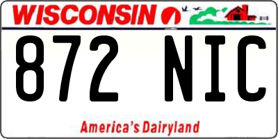 WI license plate 872NIC