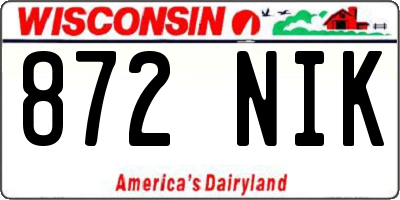 WI license plate 872NIK